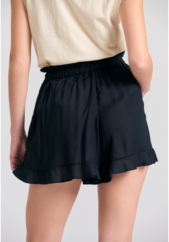 Loose fit σορτς με κορδόνι και βολάν στη μέση