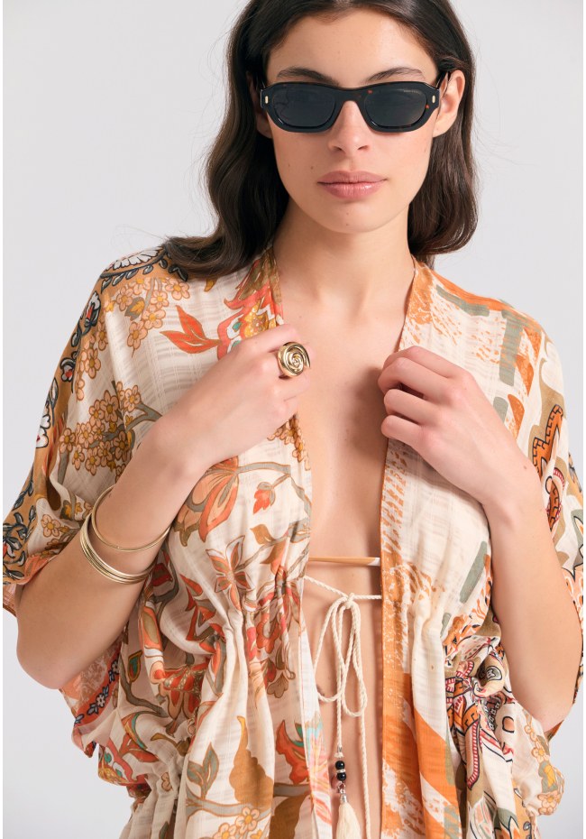 Γυναικείο κιμονό με φλοράλ τύπωμα