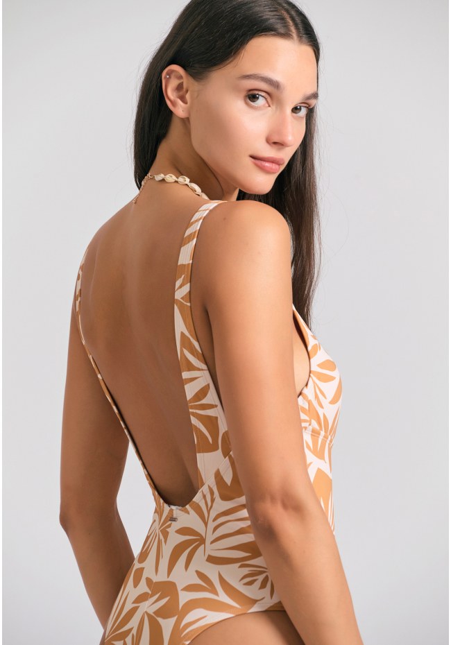 Εμπριμέ ολόσωμο μαγιό με cut out