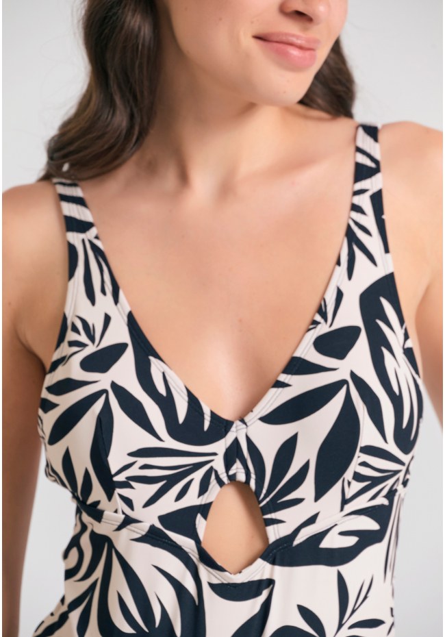 Εμπριμέ ολόσωμο μαγιό με cut out