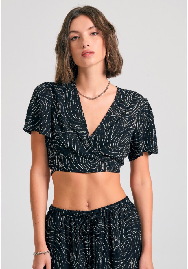 Cropped κρουαζέ τοπ από τεχνητό μετάξι