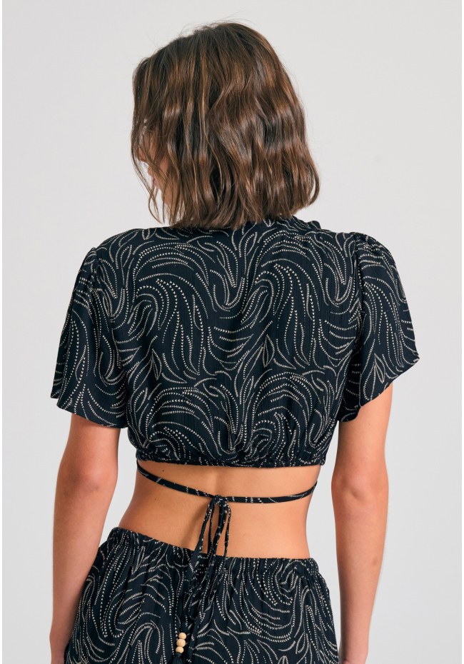 Cropped κρουαζέ τοπ από τεχνητό μετάξι