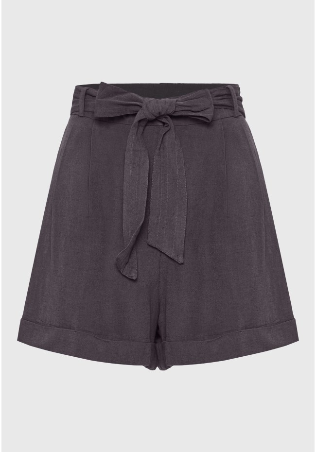 Loose fit linen blend σορτς με πιέτες και ζώνη