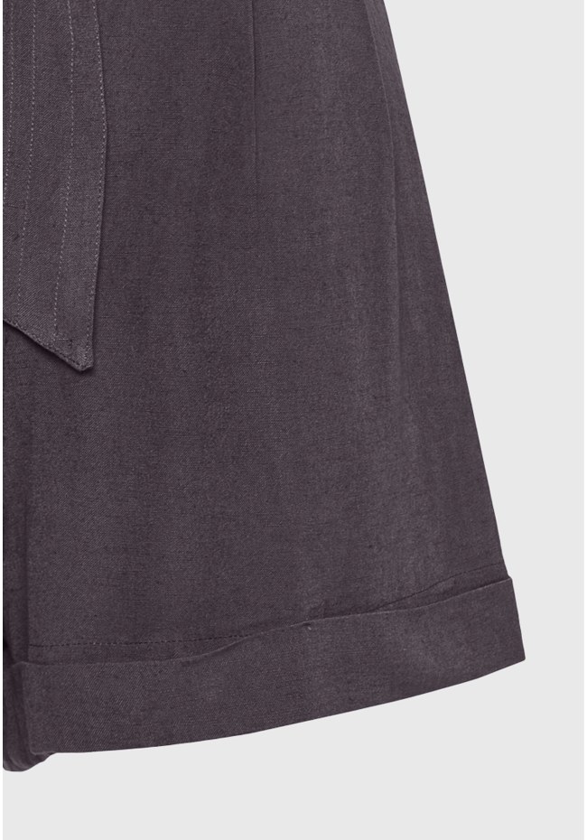 Loose fit linen blend σορτς με πιέτες και ζώνη