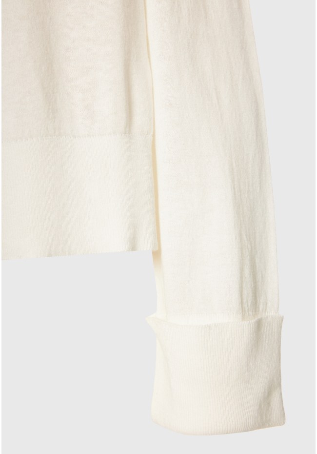 Linen blend πλεκτή ζακέτα με διακοσμητικό κουμπί