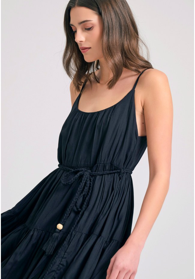 Mini viscose dress with ruffles