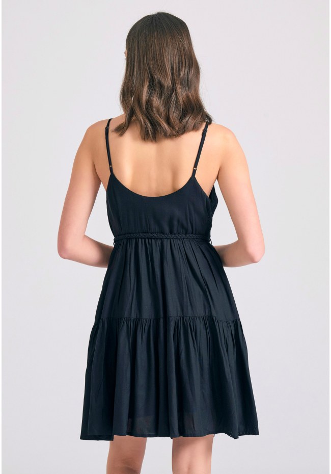 Mini viscose dress with ruffles