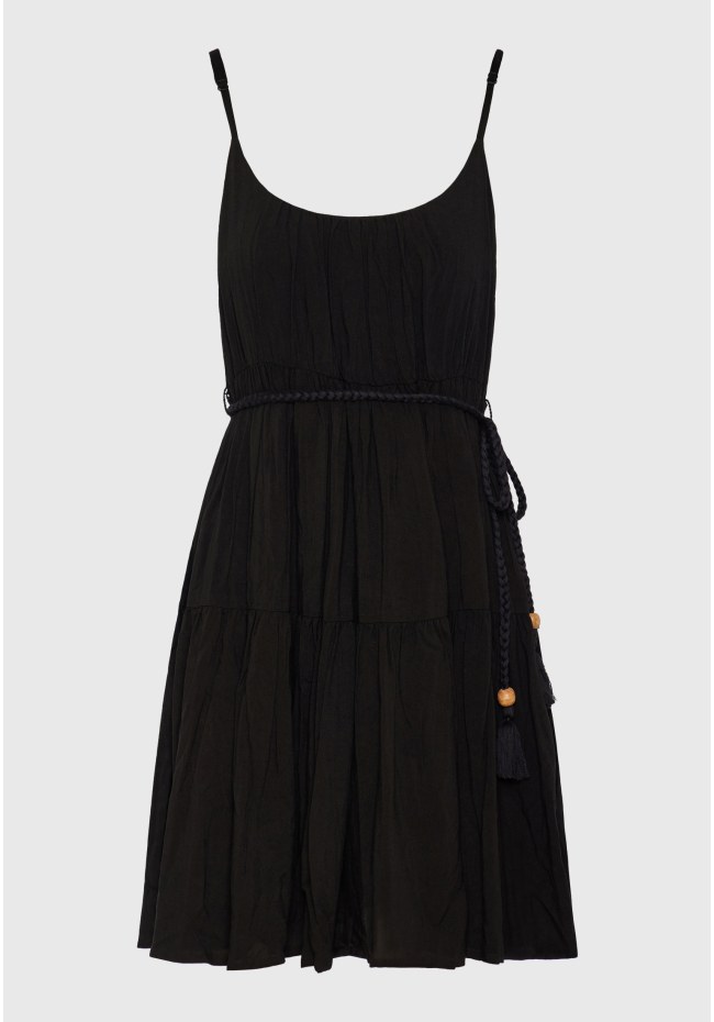 Mini viscose dress with ruffles