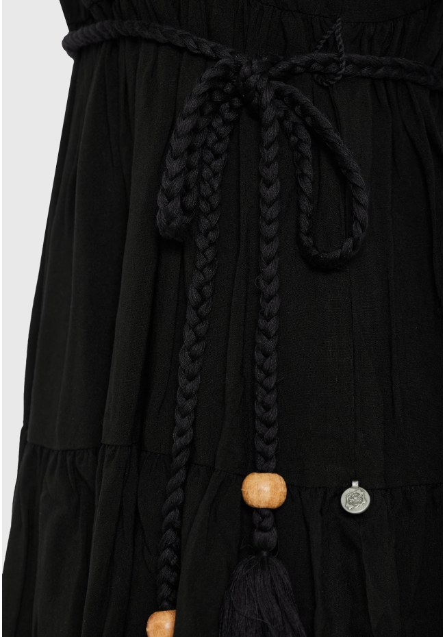 Mini viscose dress with ruffles