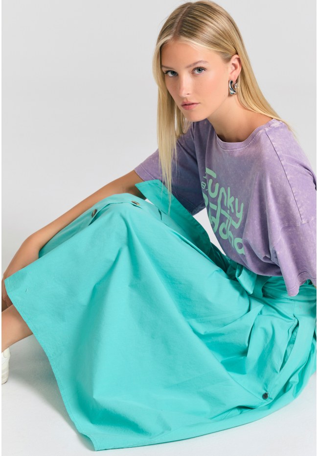 Relaxed fit μίντι φούστα με πιέτες