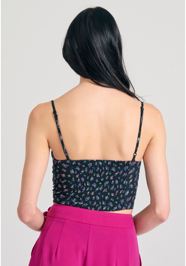 Εμπριμέ cropped τοπ από τεχνητό μετάξι