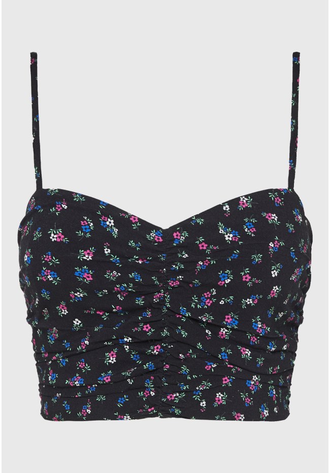 Εμπριμέ cropped τοπ από τεχνητό μετάξι