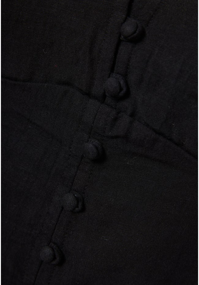 Linen blend plain cropped top
