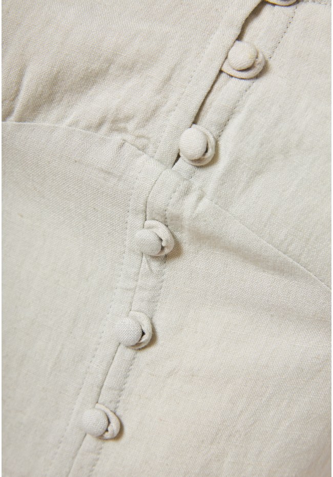 Linen blend plain cropped top