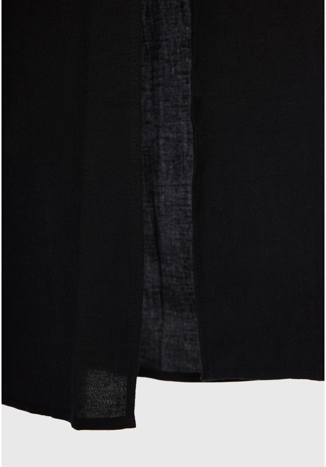 Linen blend wide leg παντελόνα με ελαστική μέση