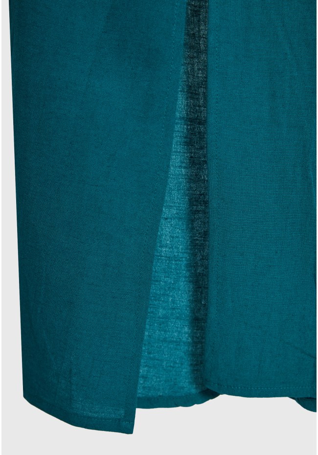 Linen blend wide leg παντελόνα με ελαστική μέση