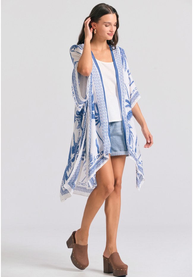 Γυναικείο κιμονό με tropical τύπωμα