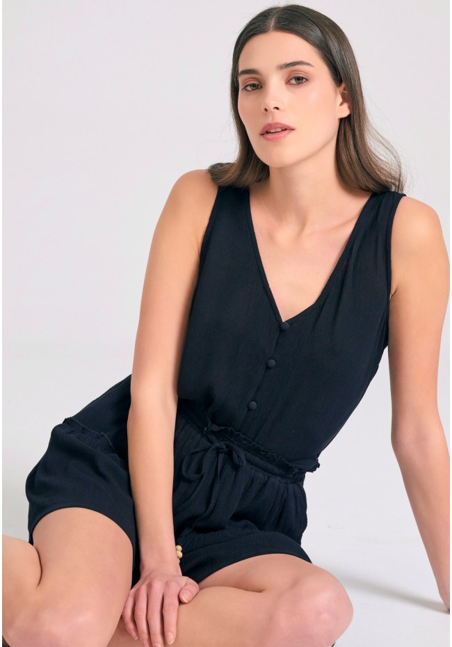 Loose fit skort με βολάν και κέντημα