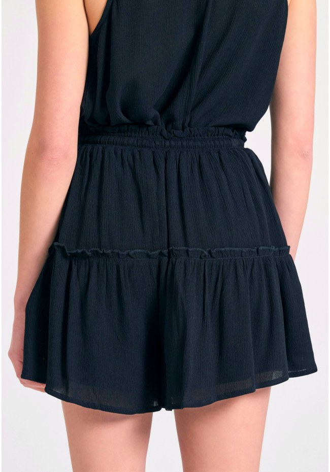 Loose fit skort με βολάν και κέντημα