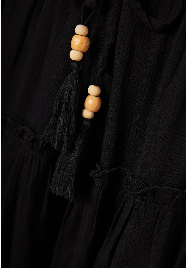 Loose fit skort με βολάν και κέντημα