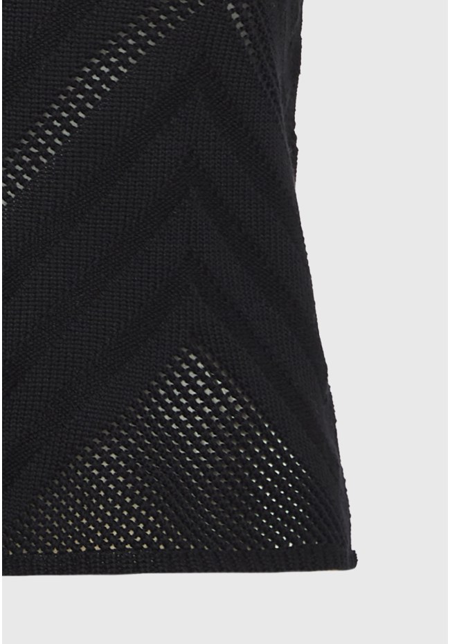 Γυναικεία πλεκτή αμάνικη μπλούζα σε ζακάρ ύφανση