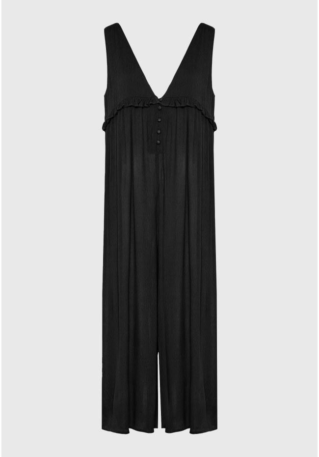 Artificial silk jumpsuit with ruffles