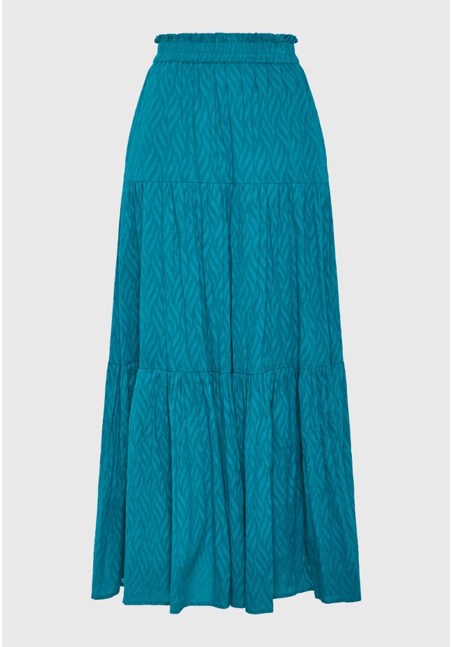 Relaxed fit φούστα με βολάν σε ζακάρ ύφανση