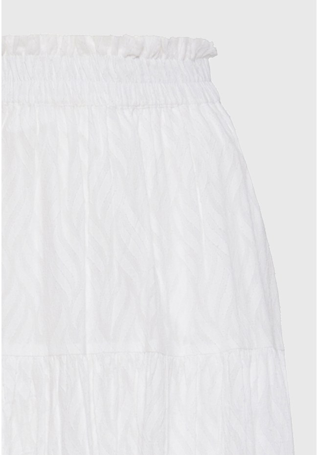 Relaxed fit φούστα με βολάν σε ζακάρ ύφανση