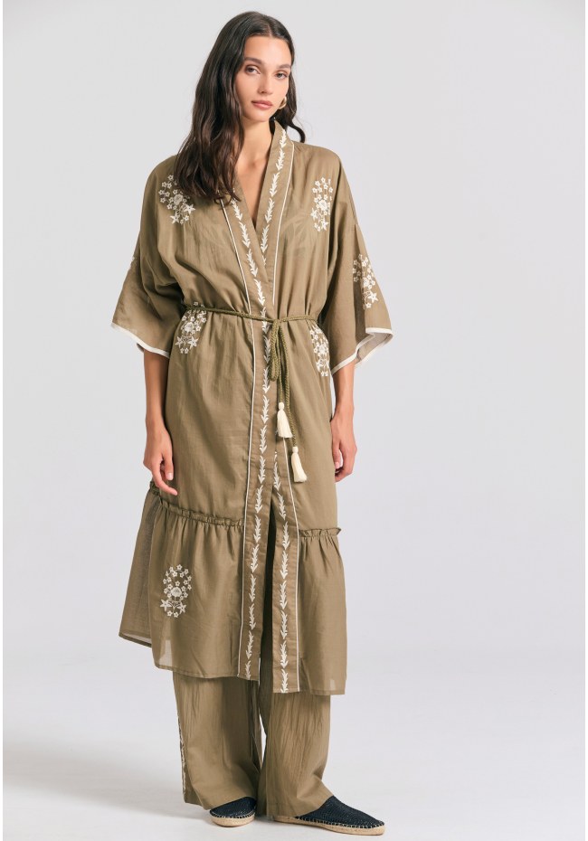 Γυναικείο kimono με κέντημα και βολάν