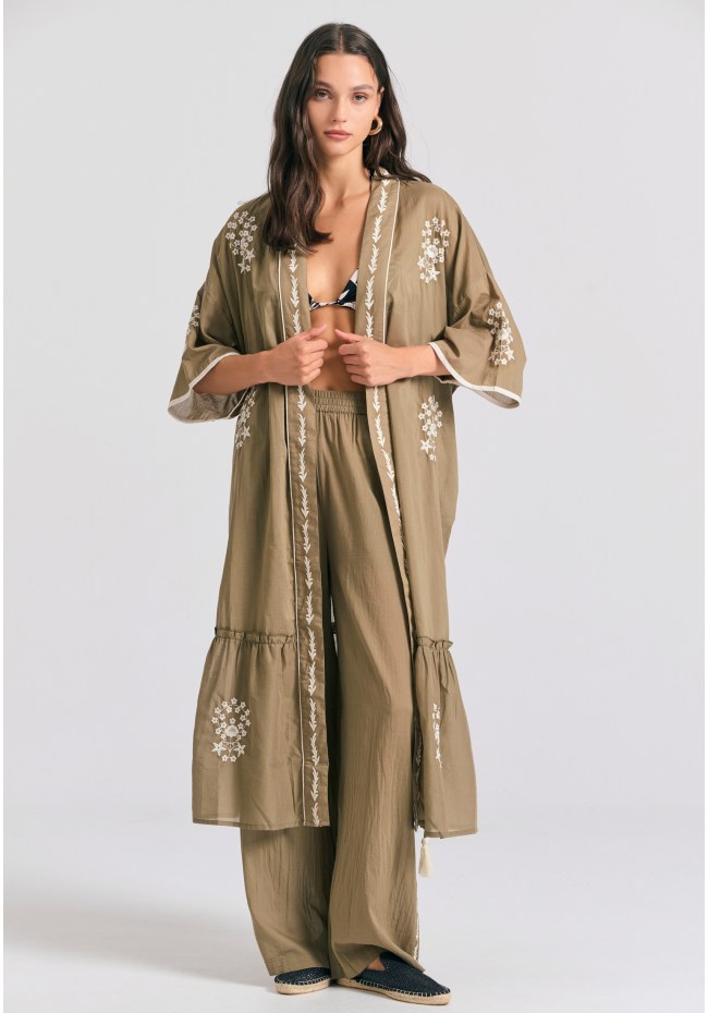 Γυναικείο kimono με κέντημα και βολάν