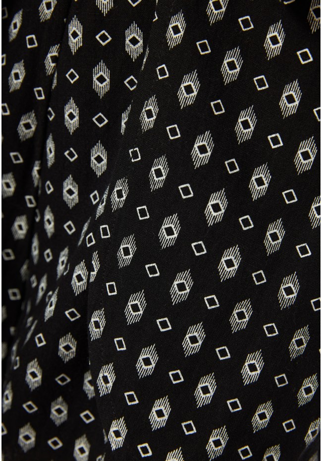 Linen blend σορτς με δέσιμο στη μέση