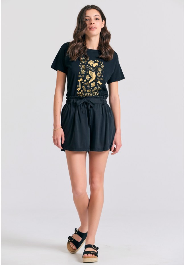 Loose fit σορτς με δέσιμο μπροστά