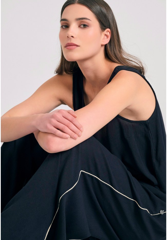 Loose fit παντελόνα από τεχνητό μετάξι