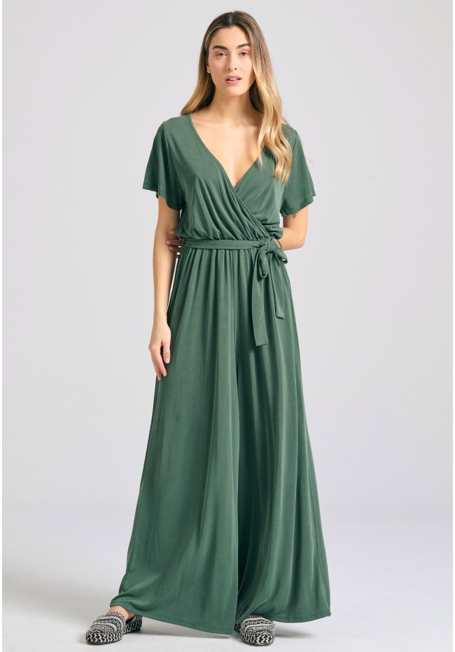 Wrap jumpsuit with belt