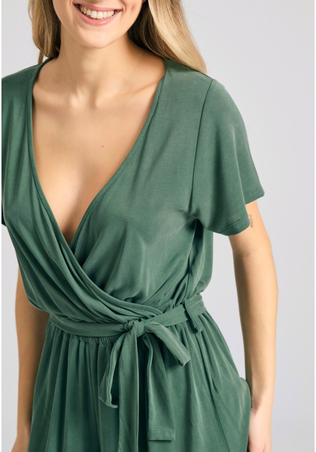 Wrap jumpsuit with belt
