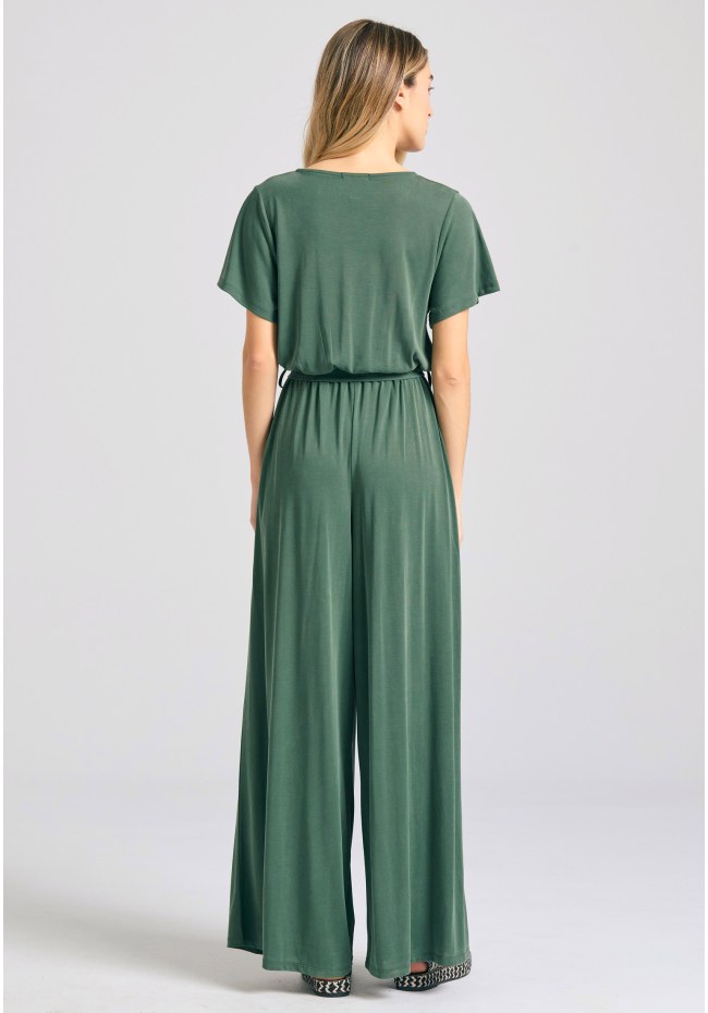 Wrap jumpsuit with belt