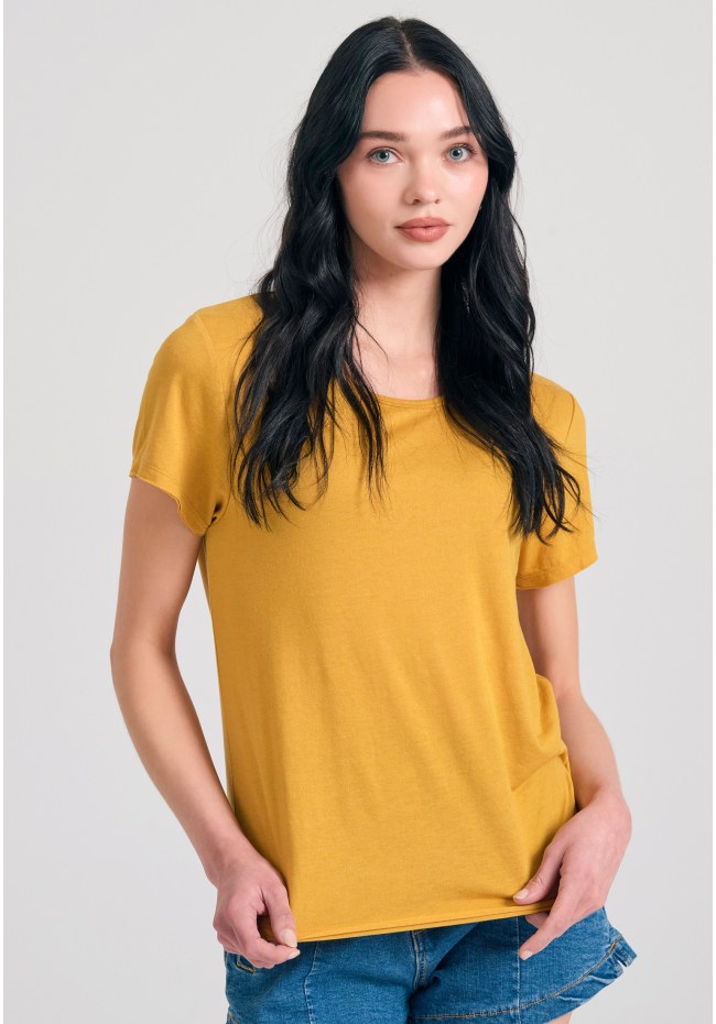 Γυναικείο μονόχρωμο t-shirt από βισκόζη