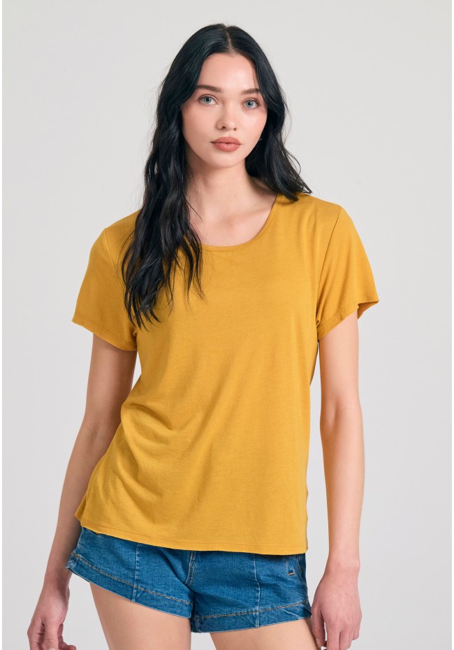 Γυναικείο μονόχρωμο t-shirt από βισκόζη
