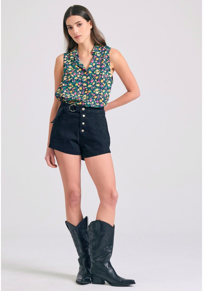 Γυναικείο φλοράλ αμάνικο πουκάμισο