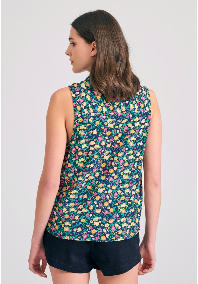 Γυναικείο φλοράλ αμάνικο πουκάμισο