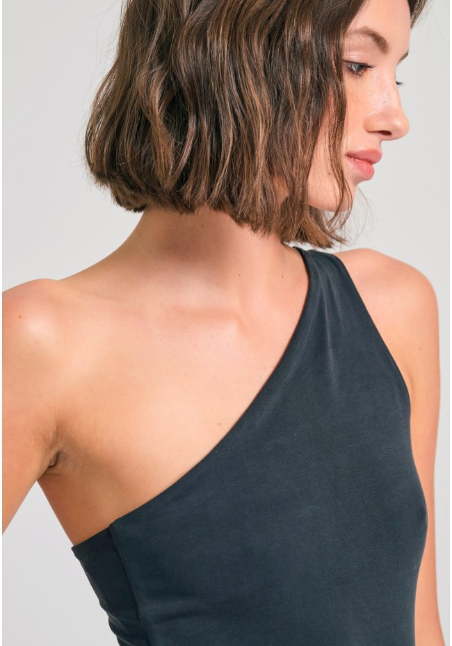 Off shoulder μονόχρωμο κορμάκι