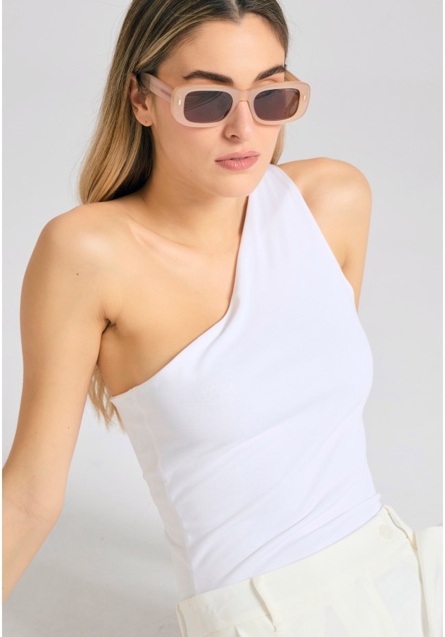 Off shoulder μονόχρωμο κορμάκι