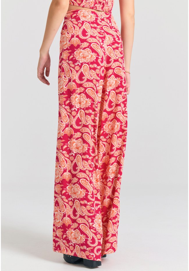 Wide leg εμπριμέ παντελόνα από βισκόζη