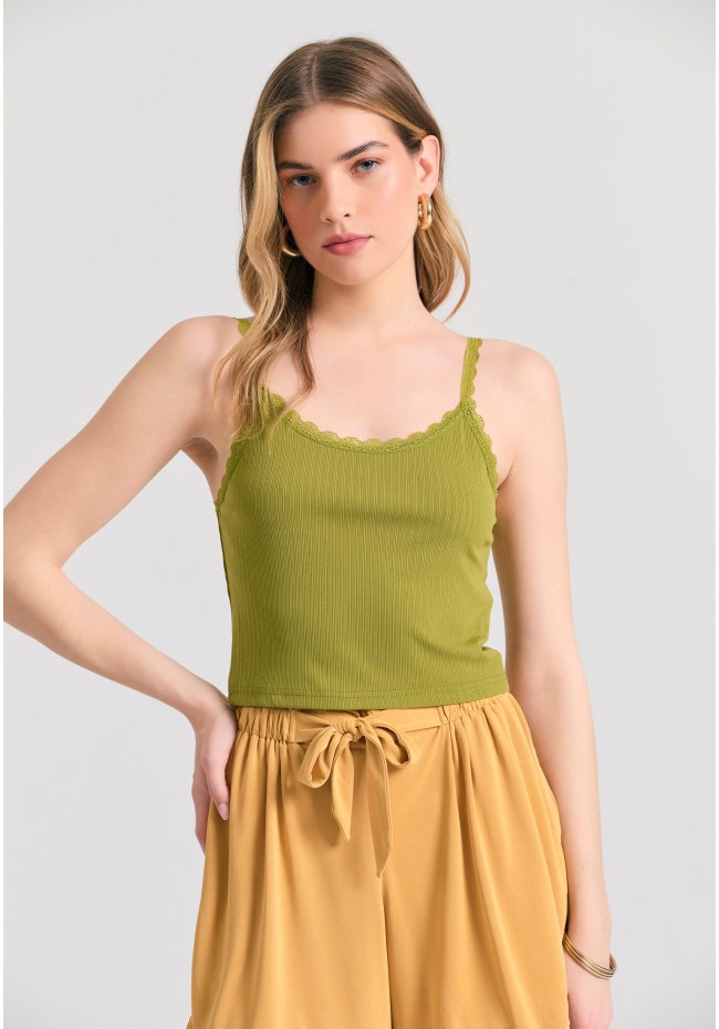 Shell top σε rib ύφανση με δανδέλα