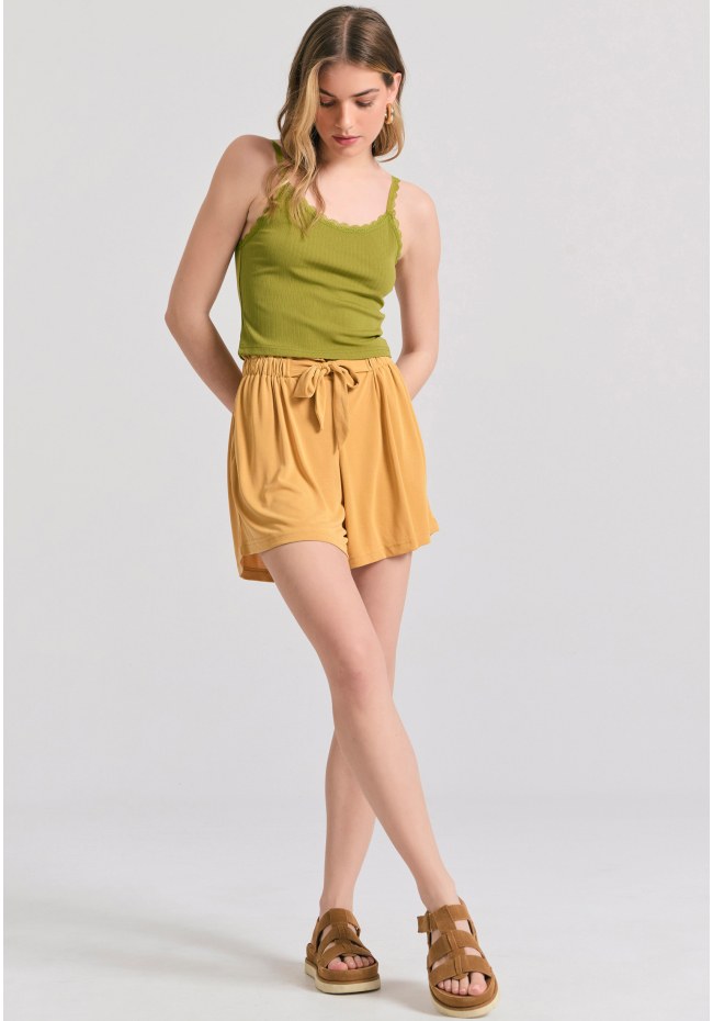 Shell top σε rib ύφανση με δανδέλα