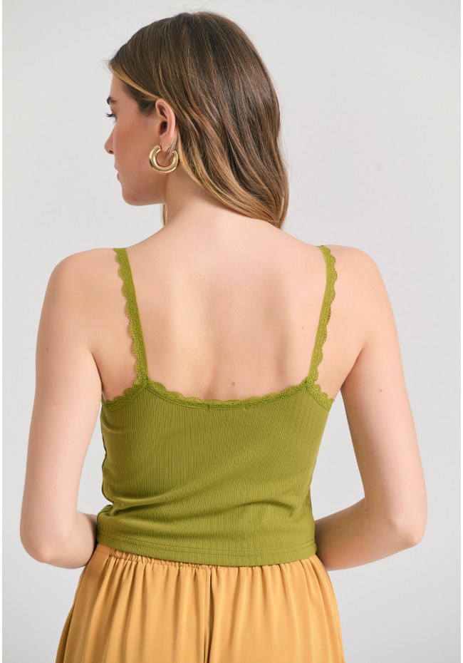 Shell top σε rib ύφανση με δανδέλα