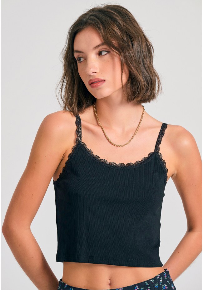 Shell top σε rib ύφανση με δανδέλα