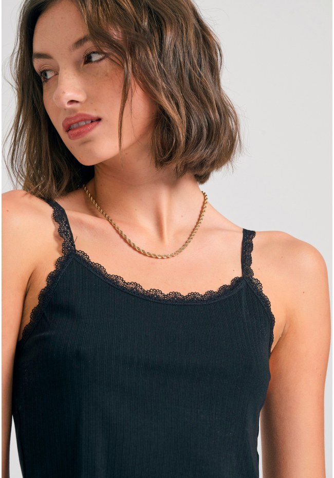 Shell top σε rib ύφανση με δανδέλα