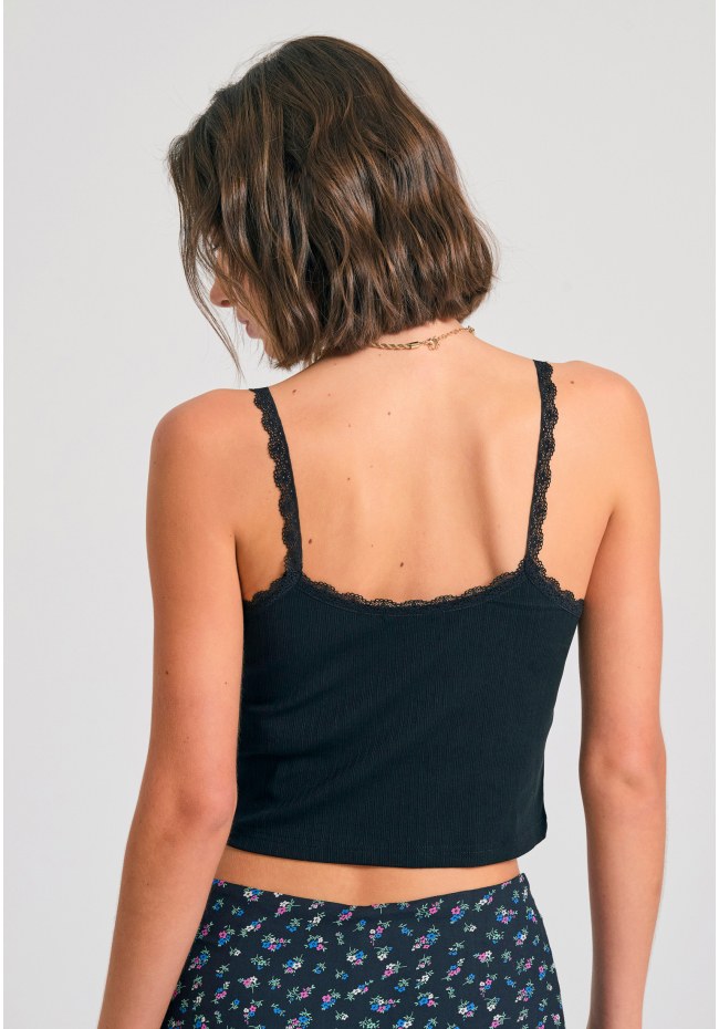 Shell top σε rib ύφανση με δανδέλα