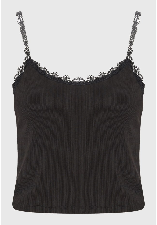 Shell top σε rib ύφανση με δανδέλα